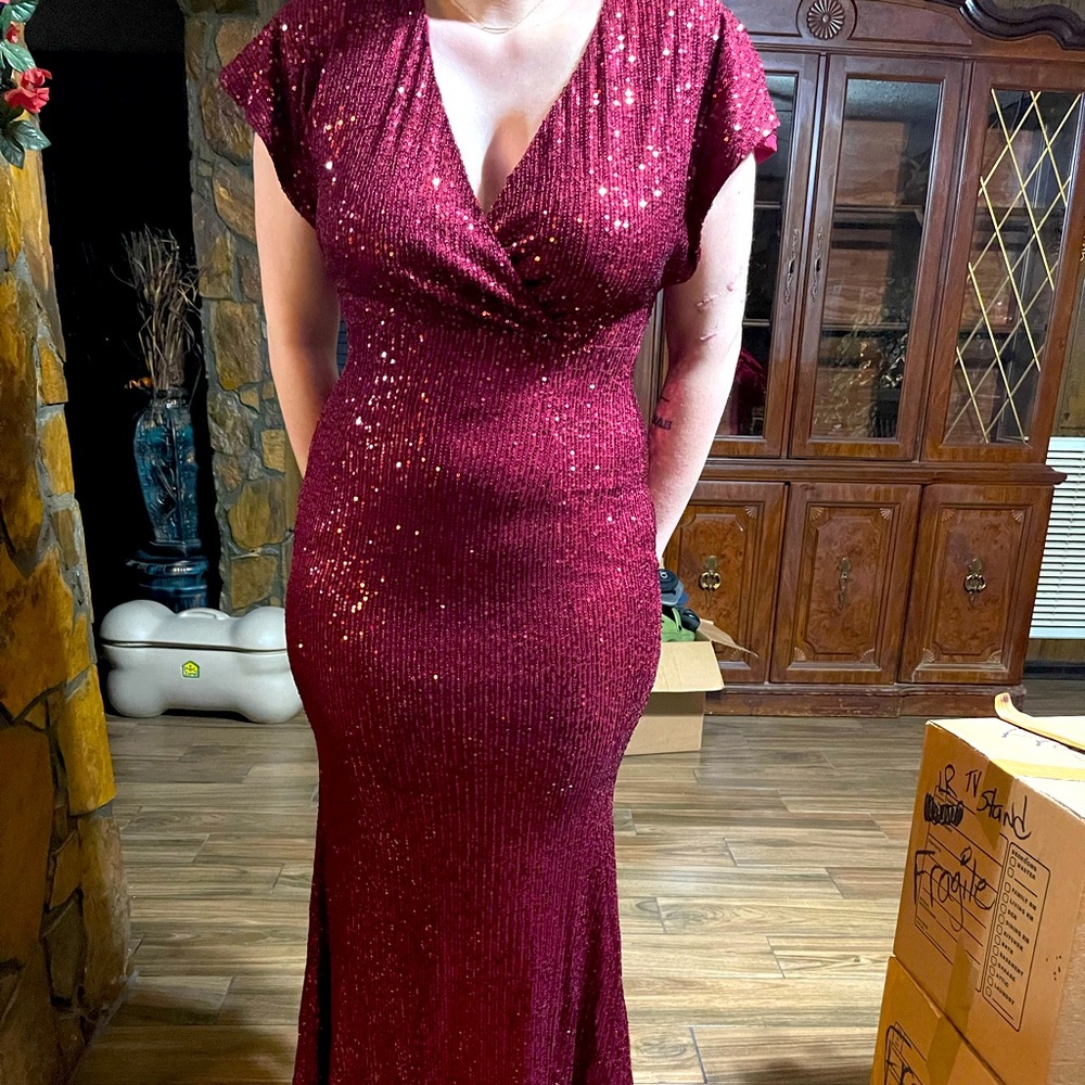 NWT BURGUNDY SEQUIN DRESS
